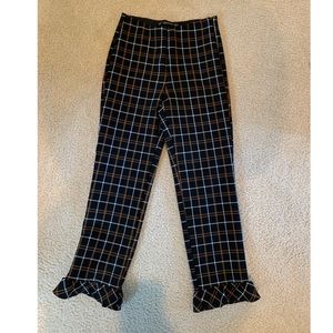 Zara ruffled plaid pants